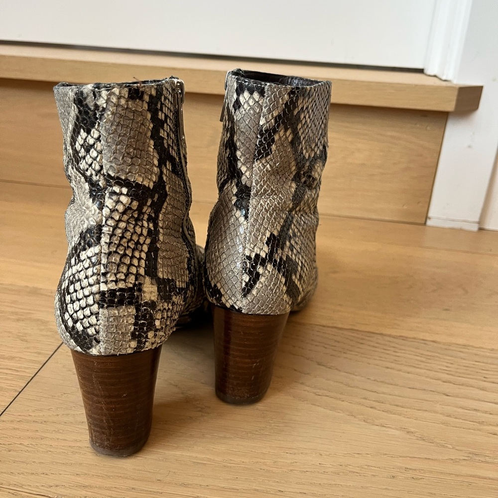 Python Snake-Embossed Leather Boots - Picture 3 of 8
